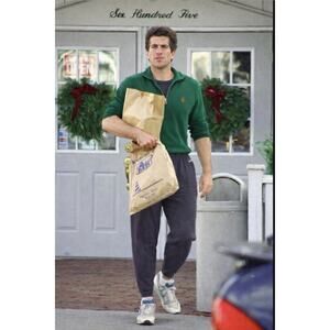 Ralph Lauren Green Quarter-Zip Sweater with Orange Pony